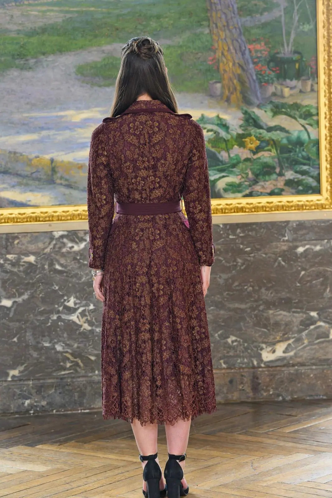 Robe habillée-Alberta dos, ceinture en tissu à nouer Futura Couture Toulouse 