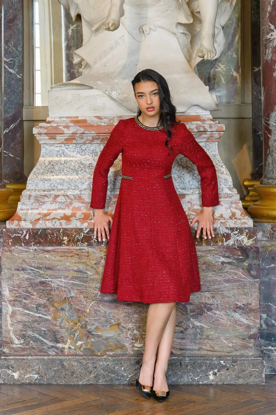 Robe trapèze en laine, sobre, chic et élégante 